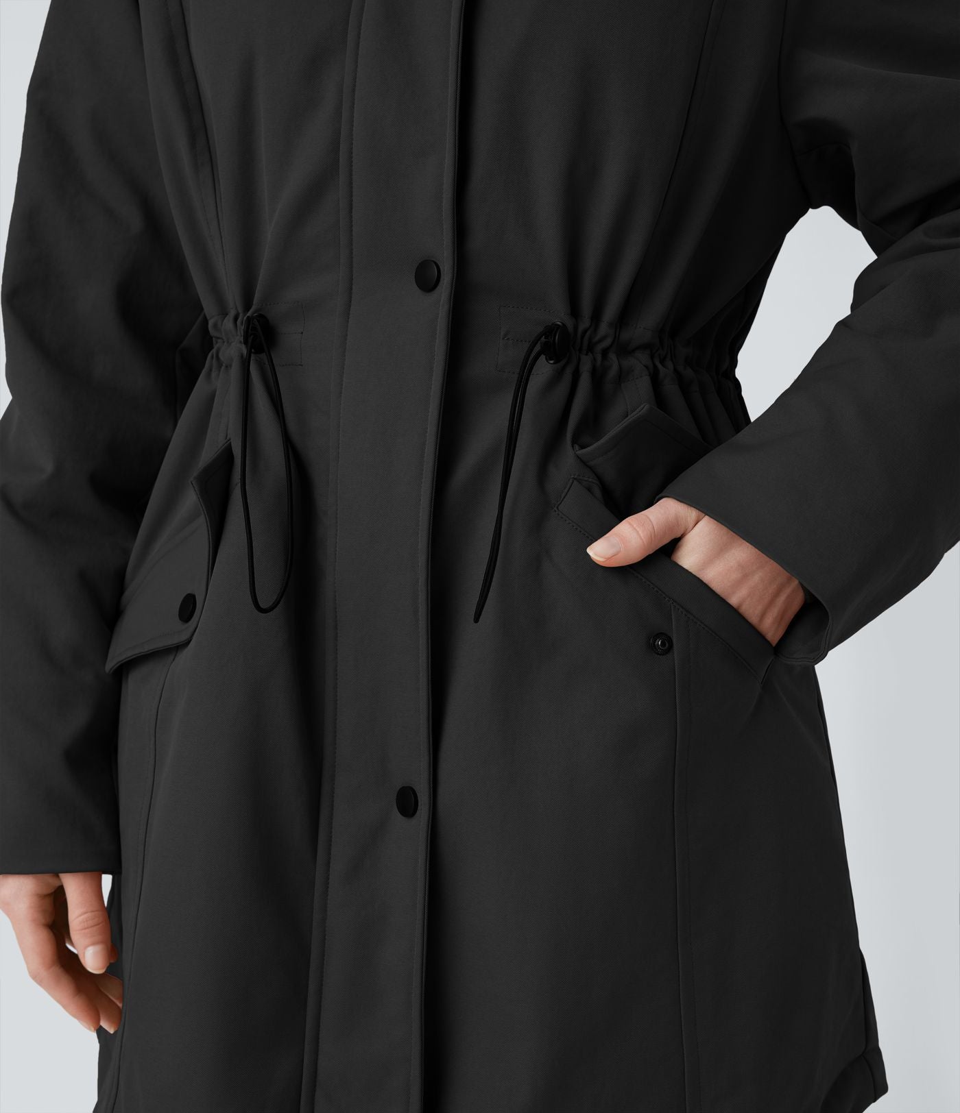 Parka sherpa polaire à capuche avec cordon de serrage et poches