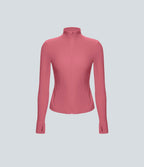 Patitoff™ Flow Veste Casual Courte à Col Montant Résistante aux Poils d'Animaux avec Fermeture Éclair Poches Latérales et Trou pour le Pouce