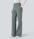 Pantalon tailleur évasé taille mi-haute Halara Flex™ DayStretch avec zip latéral et poches