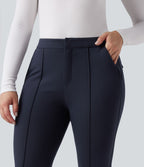 Pantalon tailleur évasé taille haute avec poches
