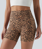 Short cycliste d'entraînement Halara UltraSculpt™ taille haute gainant imprimé léopard 12,5 cm avec poches
