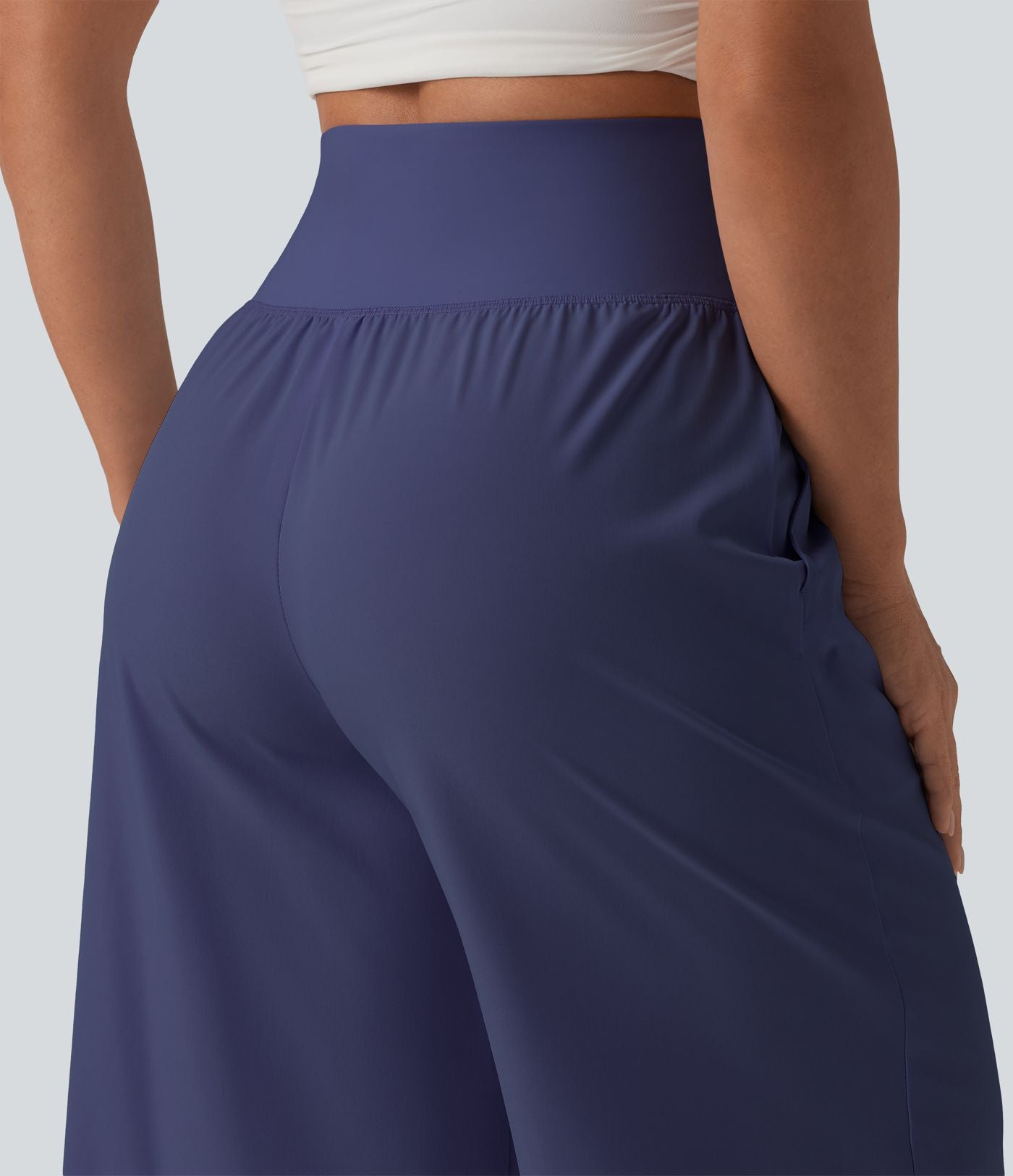 Pantalon large séchage rapide Breezeful™ taille haute à volants avec poches