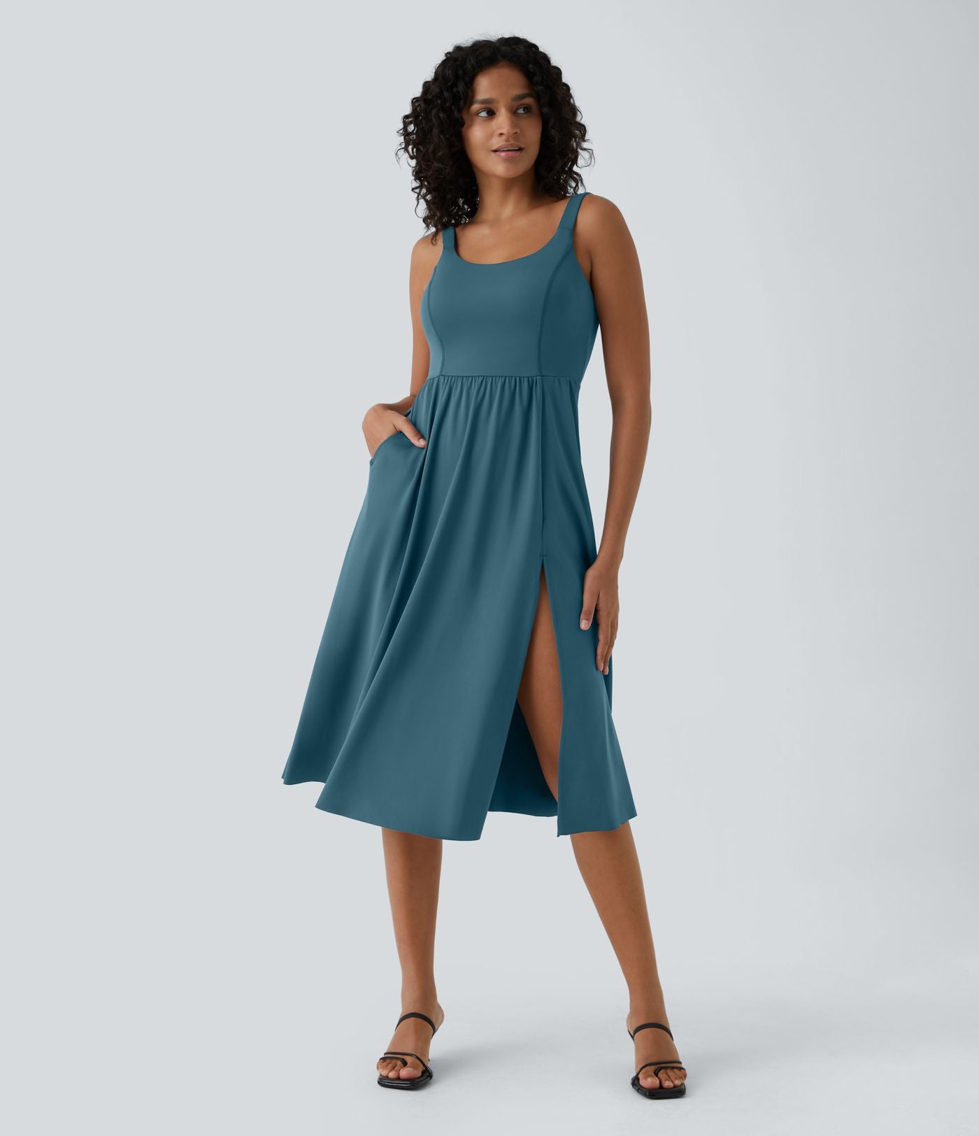 Robe décontractée mi-longue rembourrée A-D