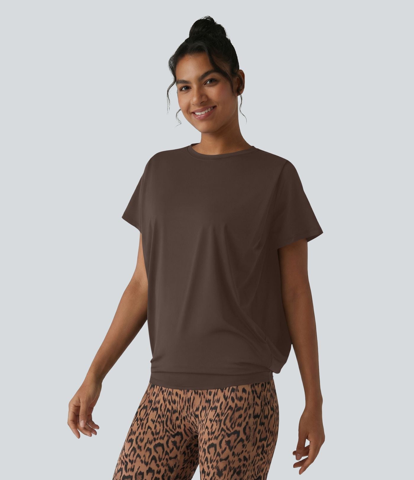 Haut de sport col rond manches courtes effet frais InstantCool avec fronces, protection solaire UPF50+