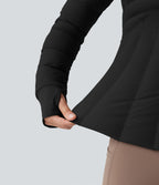 Doudoune de sport extensible col montant avec passants pouces et poches