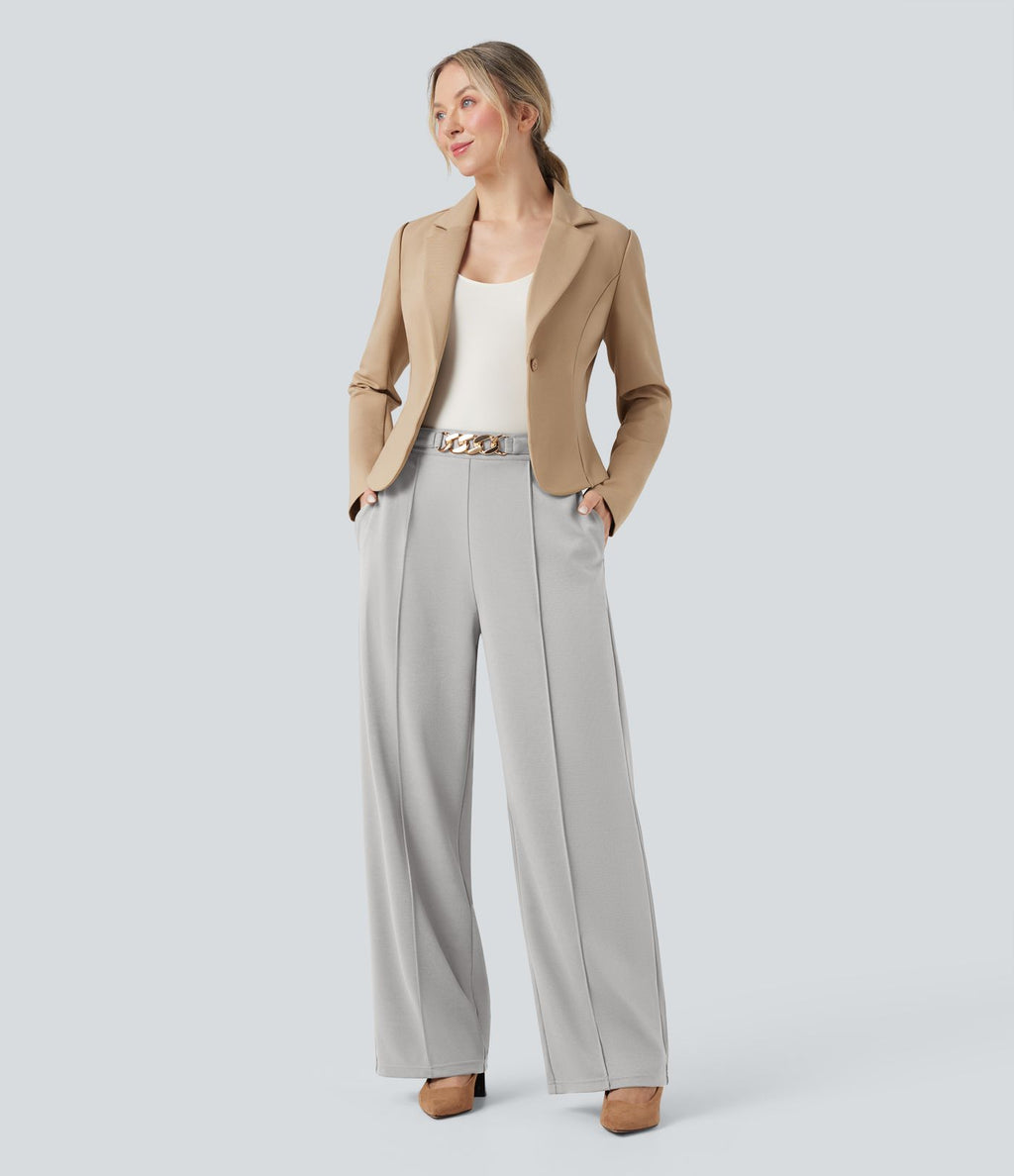 Pantalon de travail coupe droite taille haute avec chaîne métallique avec poches