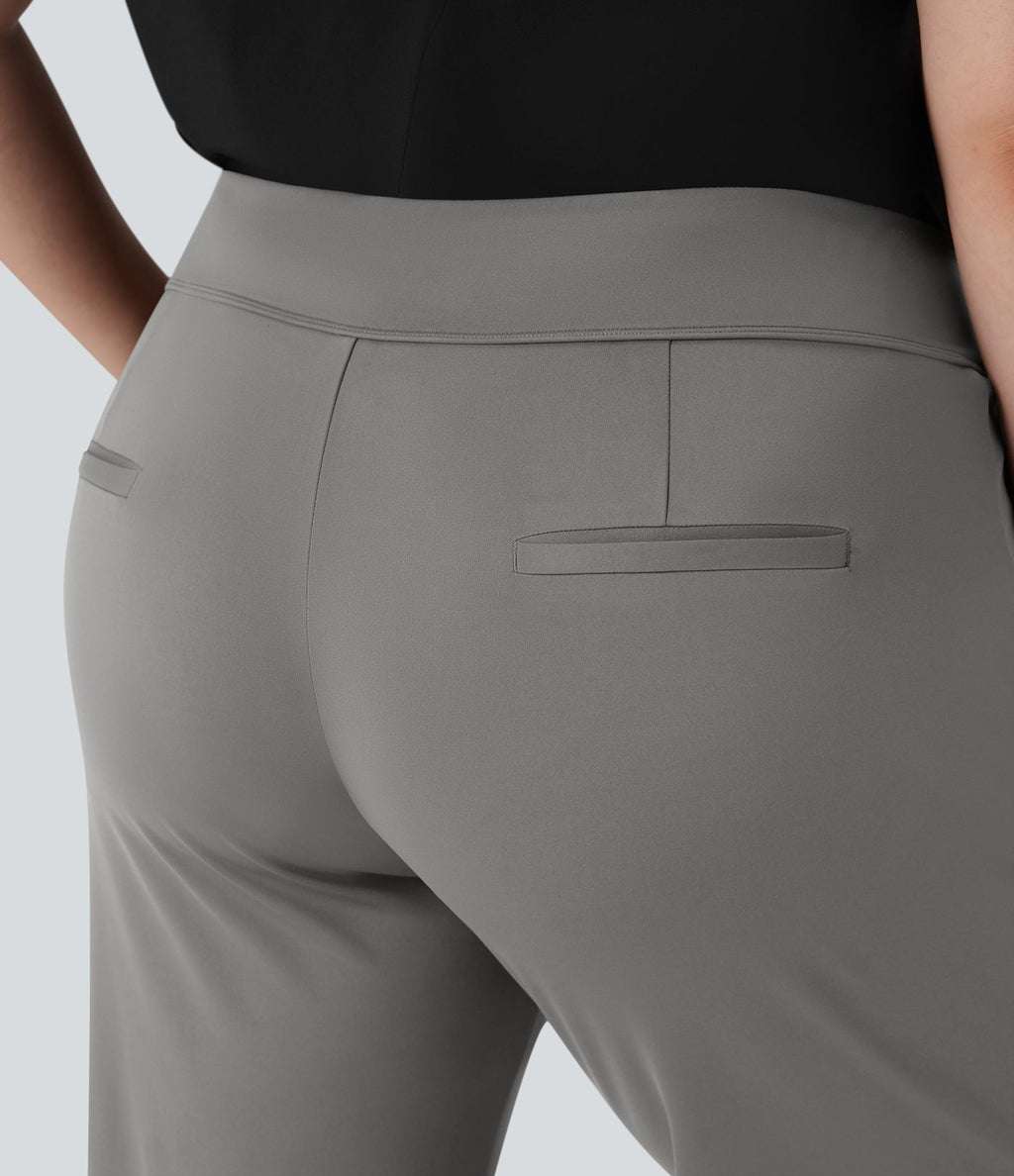 Pantalon tailleur évasé grande taille taille haute Halara Flex™ DayStretch avec poches zippées latérales
