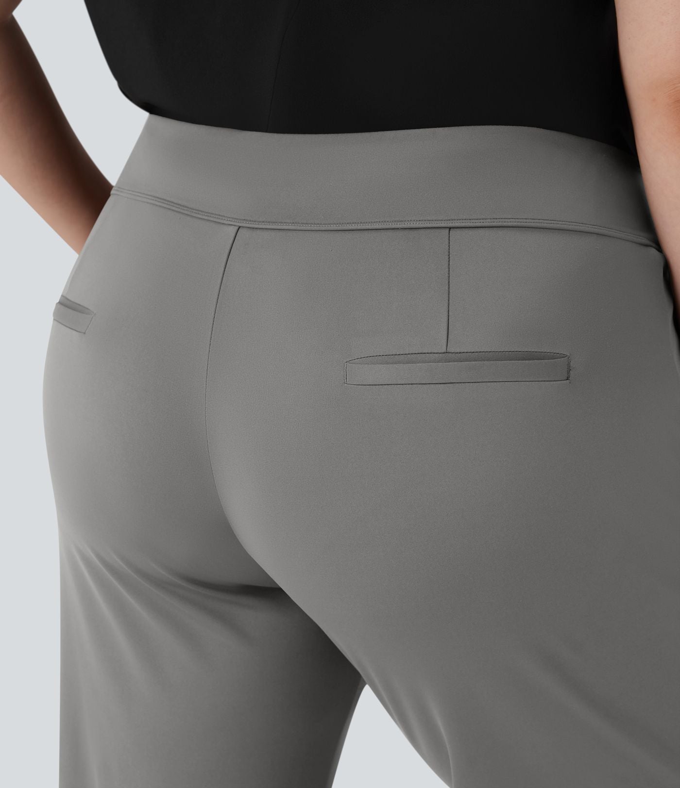 Pantalon tailleur évasé grande taille taille haute Halara Flex™ DayStretch avec poches zippées latérales