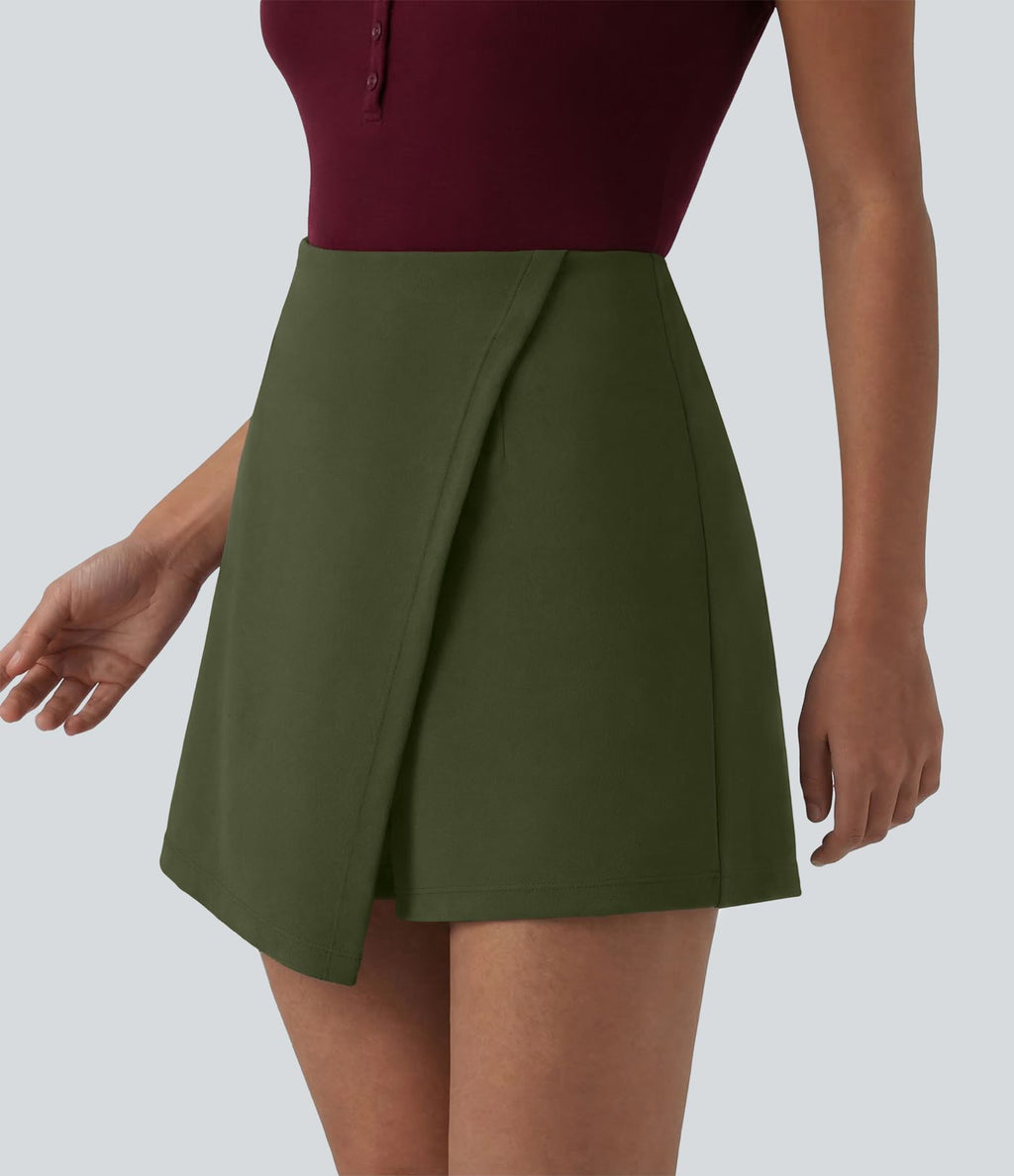 Jupe-short mini tailleur taille haute infroissable longueur rallongée