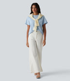 T-shirt casual col rond manches courtes en coton