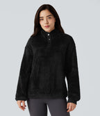 Sweat-shirt polaire col montant boutonné