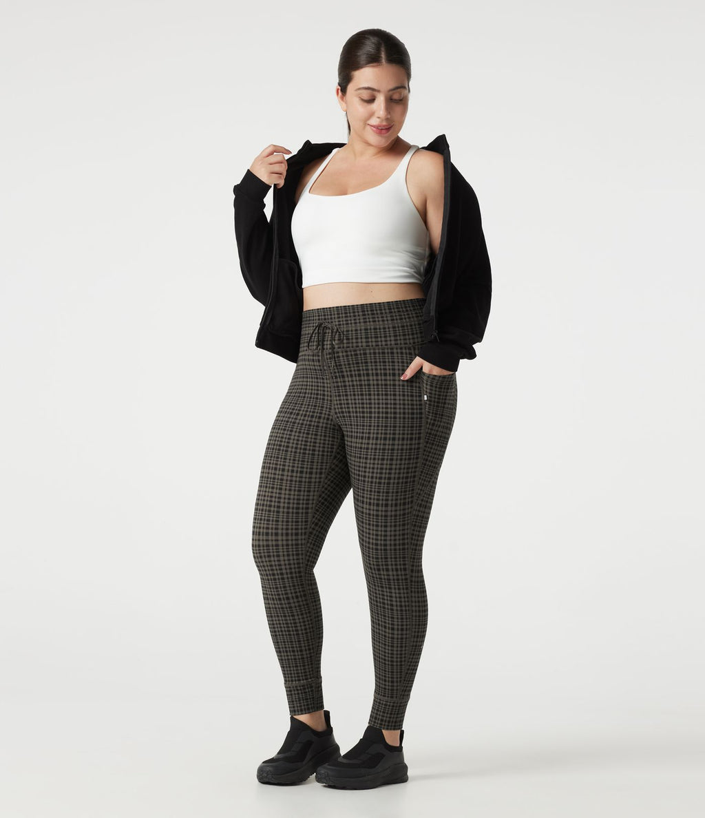 Legging de yoga grande taille Halara UltraSculpt™ taille haute à carreaux avec cordon ajustable et poches
