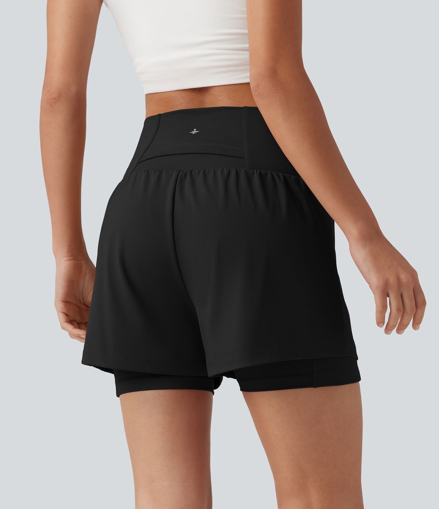Short de yoga 2-en-1 taille haute croisée en SoftlyZero™ Airy à effet frais InstantCool 12,5 cm avec poches