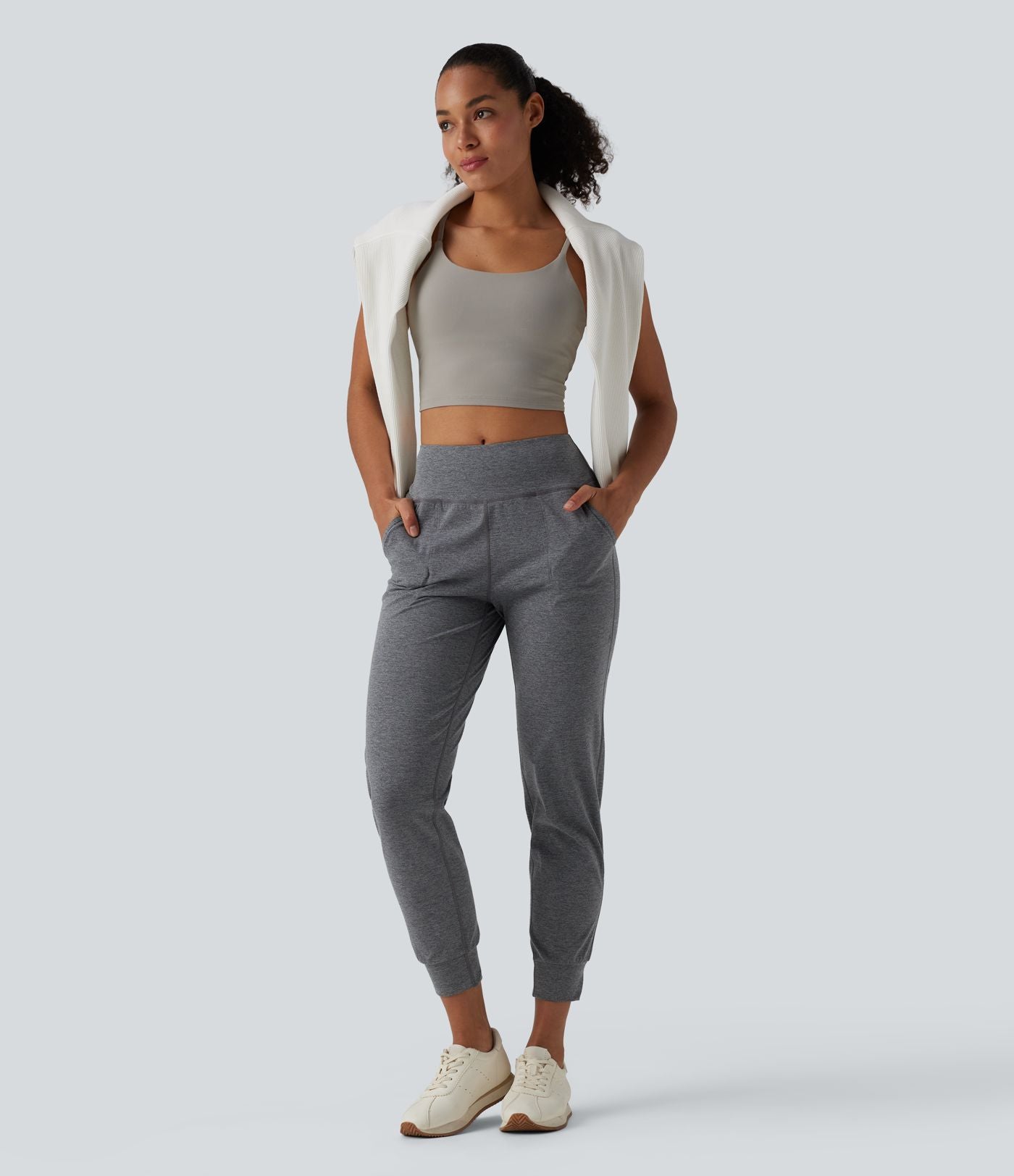 Jogging de yoga taille mi-haute à séchage rapide avec poches