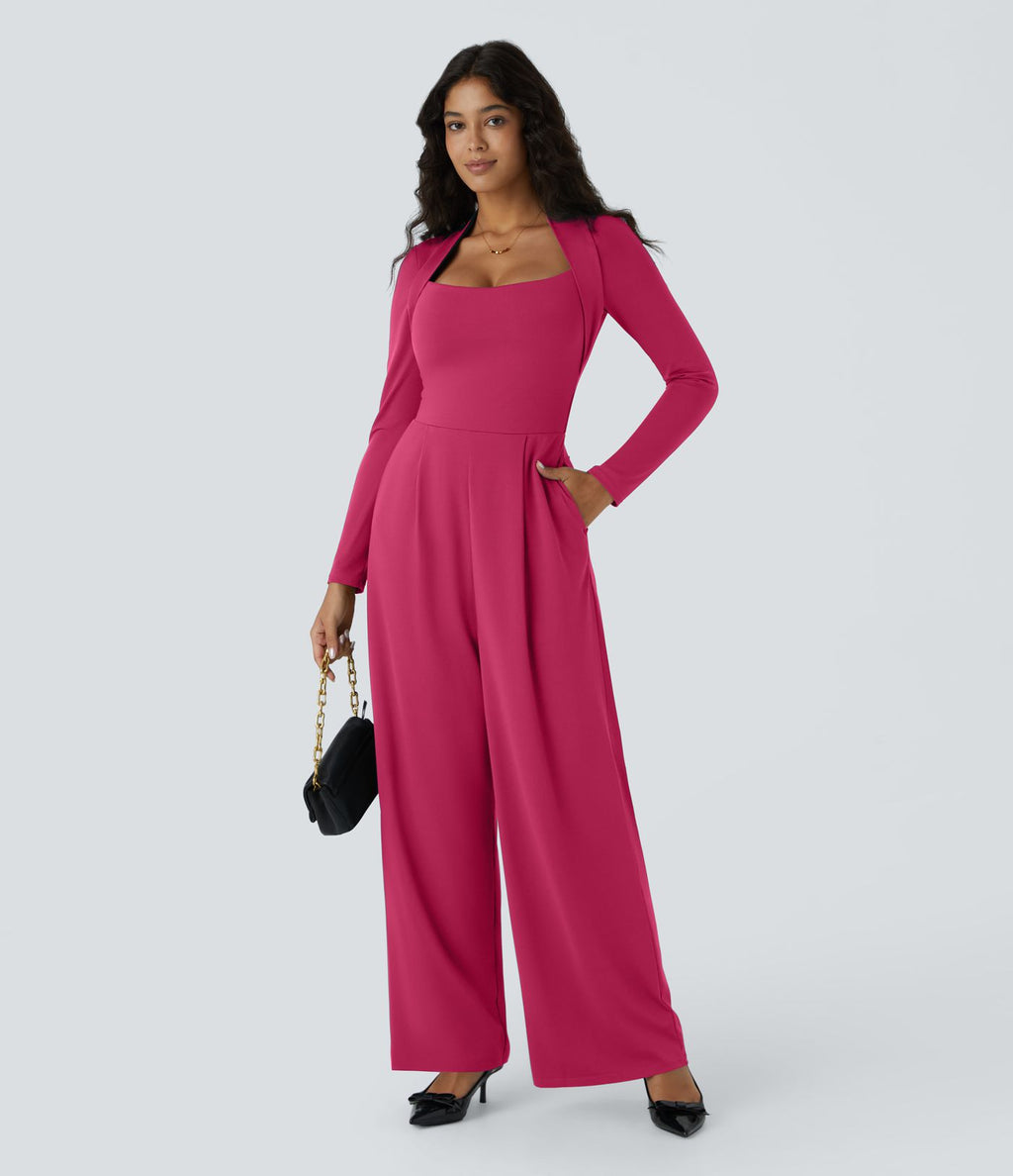 Combinaison de cérémonie à manches longues, coupe large avec poches latérales et zip invisible - Édition Easy Peasy