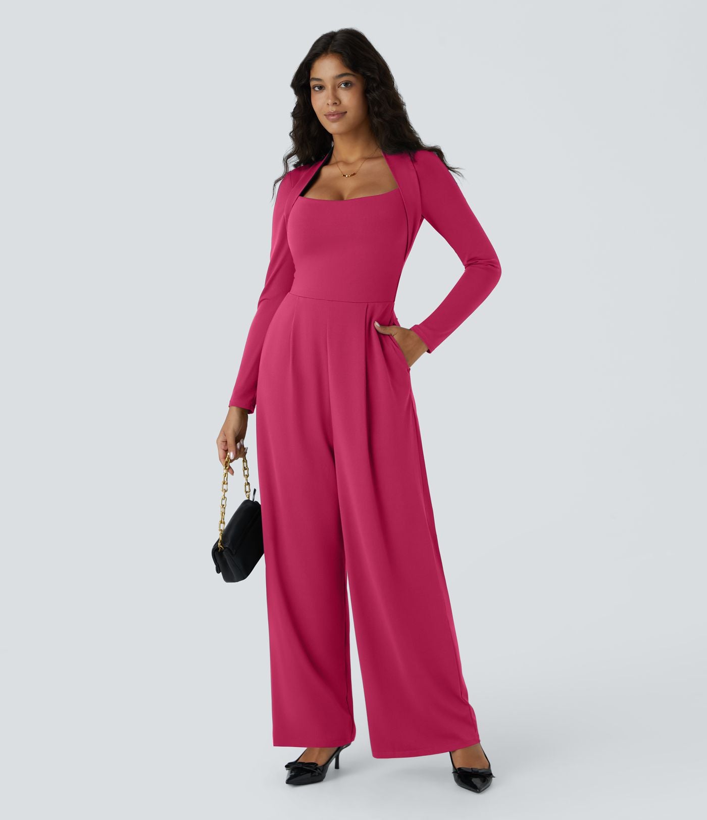 Combinaison de cérémonie à manches longues, coupe large avec poches latérales et zip invisible - Édition Easy Peasy