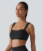 Haut de bikini push-up à encolure carrée rayé et pailleté