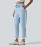 Pantalon de yoga fuselé SoftlyZero™ Airy taille haute effet frais InstantCool avec cordon de serrage, bords contrastants, ourlet arrondi et poches, protection solaire UPF50+