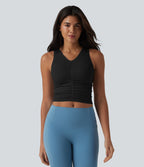 Débardeur crop de yoga OneForm Seamless Flow col V froncé