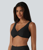 Haut de bikini brillant à col en V, bonnets E-G