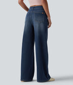 Jean large décontracté Halara Flex™ asymétrique taille mi-haute avec poches