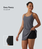 Robe sport mini 2-en-1 de tennis à carreaux tartan froissés, séchage rapide et poches – Édition Easy Peasy