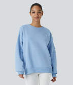 Sweat-shirt décontracté Halara oversize en polaire avec lettrage brodé et bords côtelés contrastés