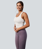 Softlyzero™ Plush Plus Débardeur Yoga Crop à Col U Plongeant Dos Nu Dos Nageur Découpé - UPF50+
