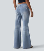 Halara Flex™ Jean évasé décontracté délavé taille basse avec poches