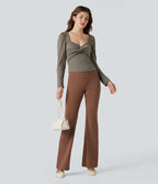 T-shirt tailleur pied-de-poule col Queen Anne manches longues
