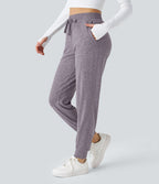 Jogging Yoga Froncé Taille Haute Cordon de Serrage Poche Latérale