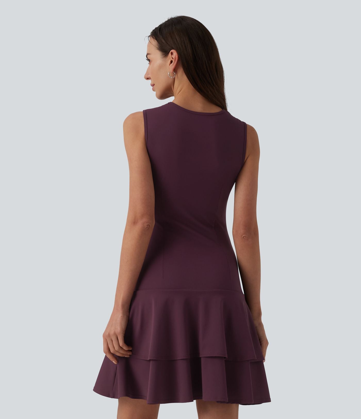 Robe mini décontractée SoftlyZero™ Airy col rond sans manches à volants superposés effet frais InstantCool