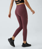 Legging yoga croisé taille haute avec mesh contrastant et boucle décorative DayStretch
