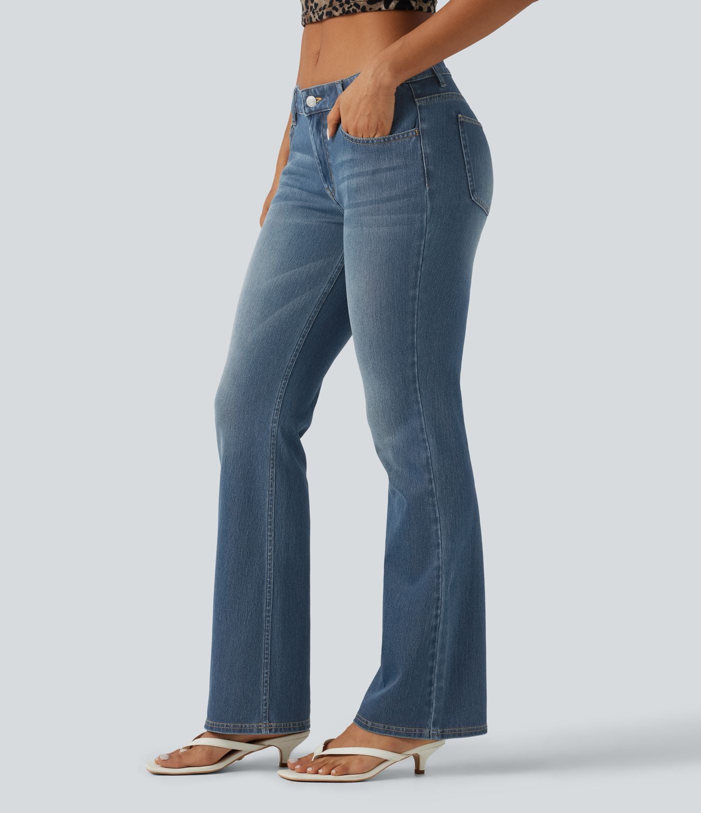 Jean bootcut Halara Flex™ taille basse délavé avec poches