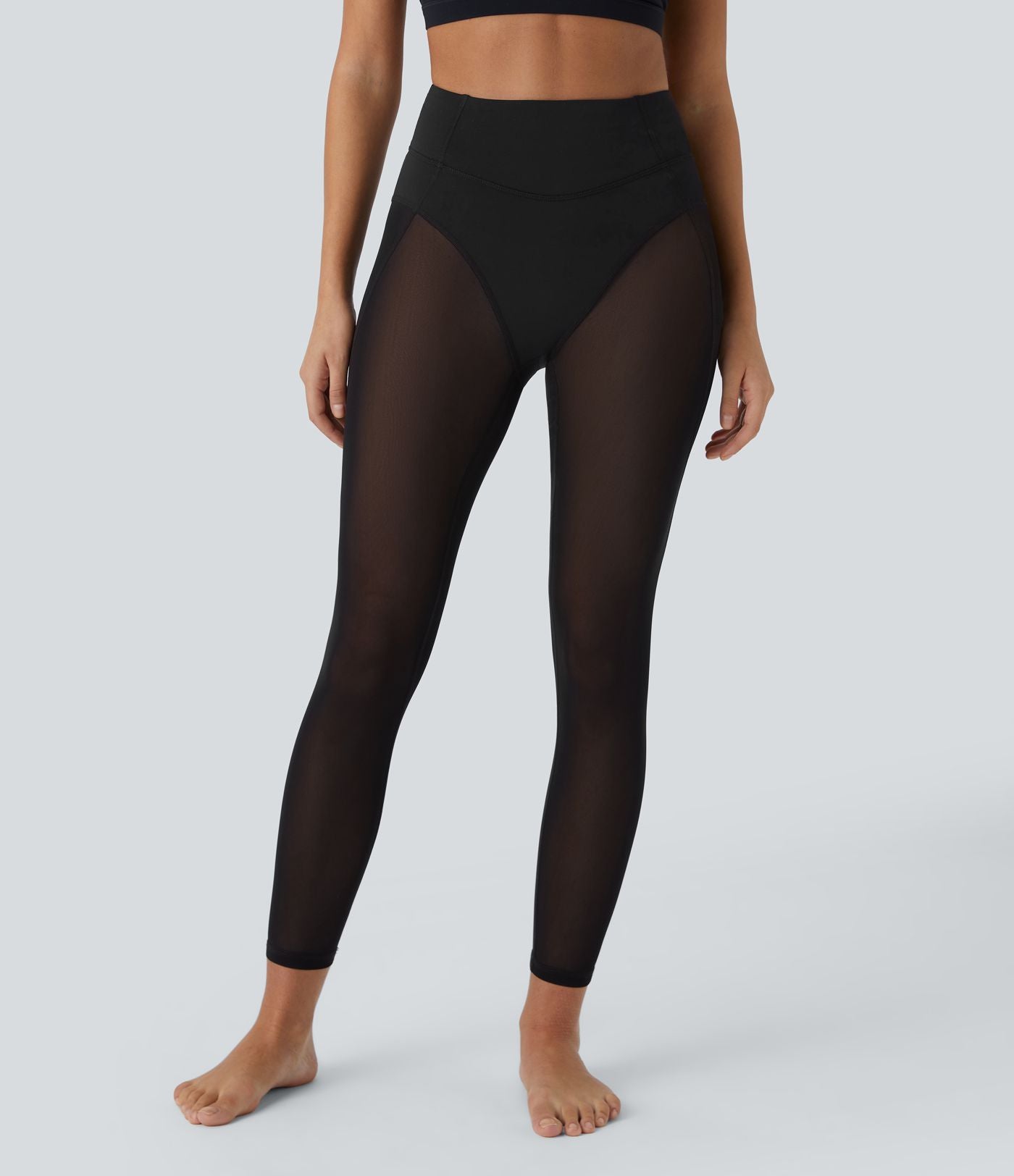 Legging de danse 7/8 taille haute 2-en-1 avec empiècements en résille