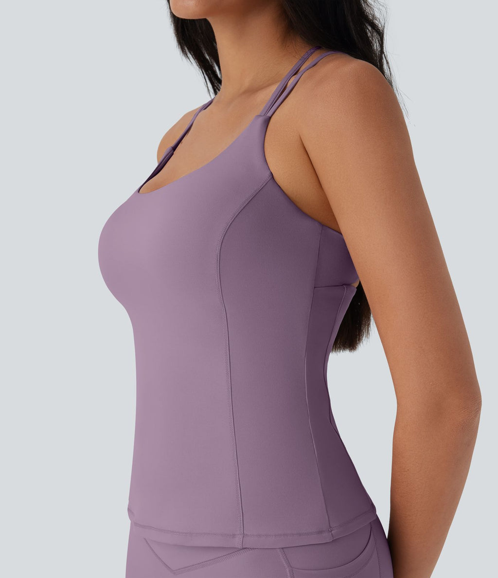 Top bretelles yoga Halara UltraSculpt™ Cool séchage rapide, dos nu avec bonnets moulés - UPF50+
