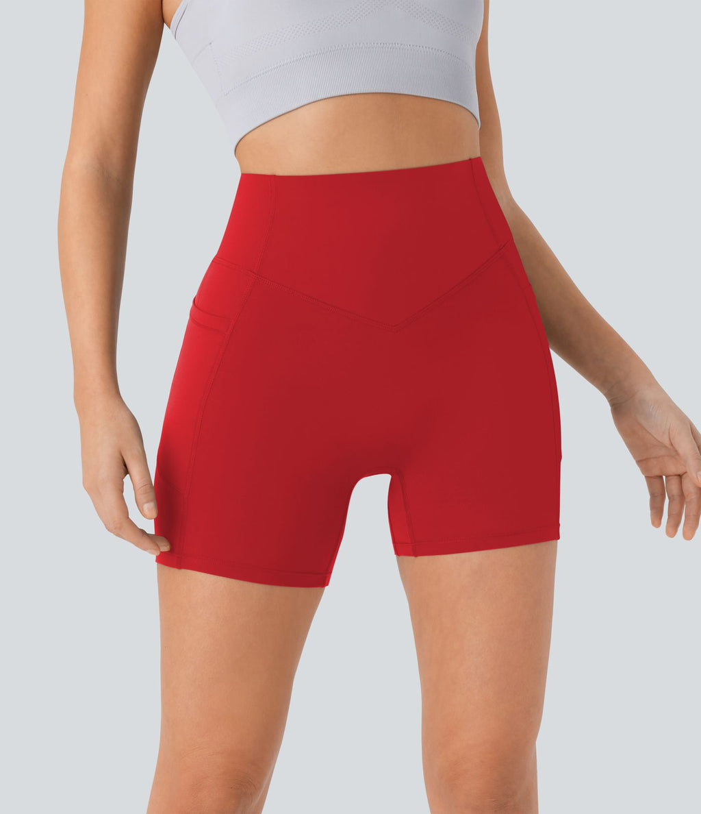 Short cycliste 12,5 cm d'entraînement gainant galbant taille haute avec effet scrunch et poches Halara UltraSculpt™