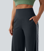Pantalon ample yoga Halara UltraSculpt™ taille haute gainant à rayures color block avec poches