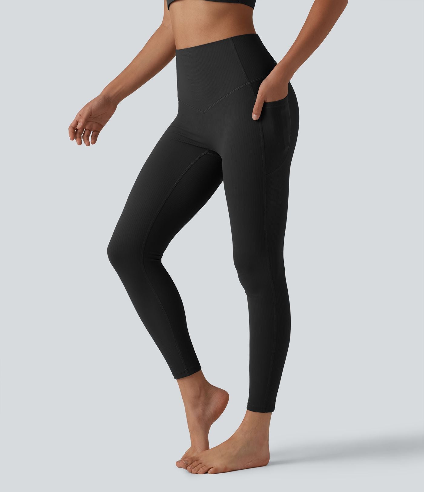 Legging de yoga Halara UltraSculpt™ côtelé taille haute gainant avec poches