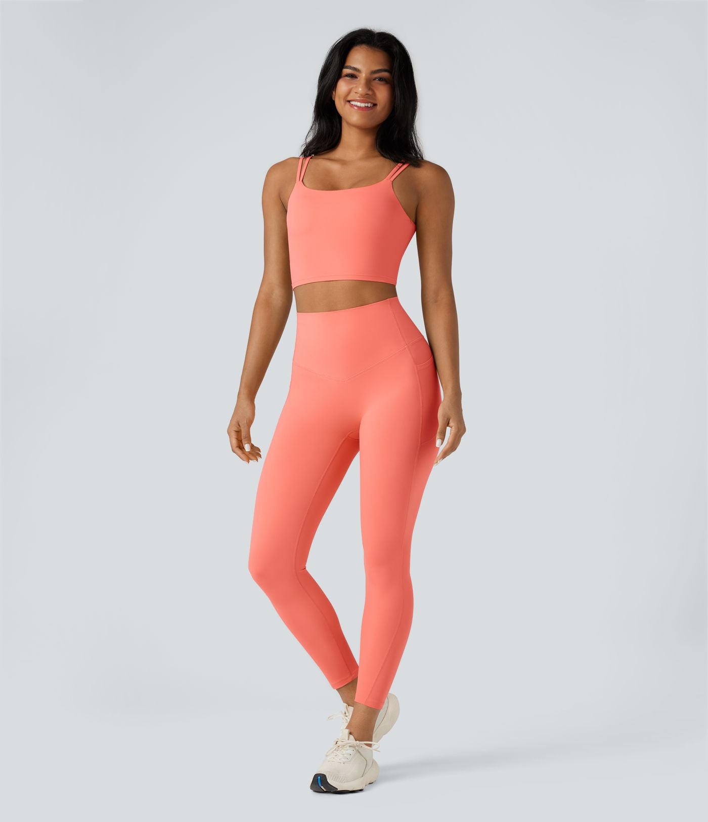 Débardeur yoga court Halara UltraSculpt™ double bretelles torsadé dos nu