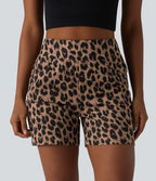 Short ample taille haute en tissu gaufré imprimé léopard 12,5 cm avec poches