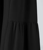 Breezeful™ Pantalon Large Casual Taille Haute Froncé à Nouer Devant et Dos Fluide Séchage Rapide