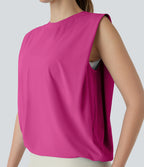 Débardeur de yoga col rond froncé, tissu rafraîchissant - Protection UPF50+