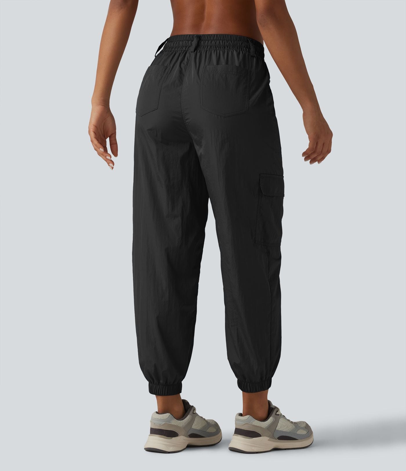 Jogging cargo fuselé taille haute à cordon de serrage avec poches