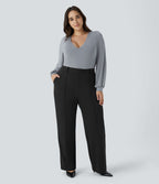 Pantalon de travail grande taille coupe droite zippé taille haute Halara Flex™ avec poches