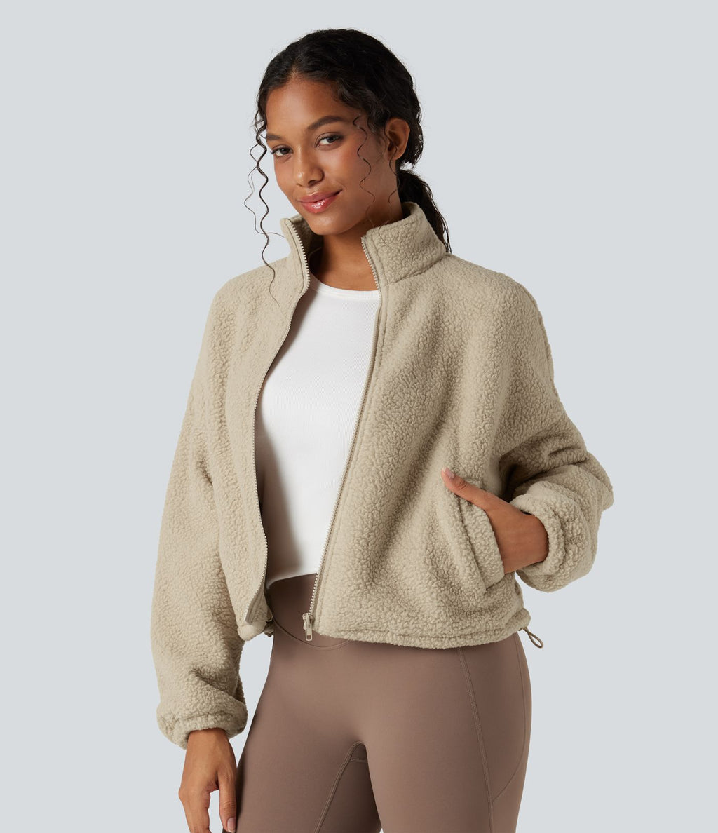 Veste d'entraînement polaire col montant fermeture éclair manches longues avec poches