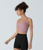 Débardeur yoga court SoftlyZero™ Airy col carré dos nu bretelles croisées effet frais InstantCool, bonnets A-C, protection solaire UPF50+