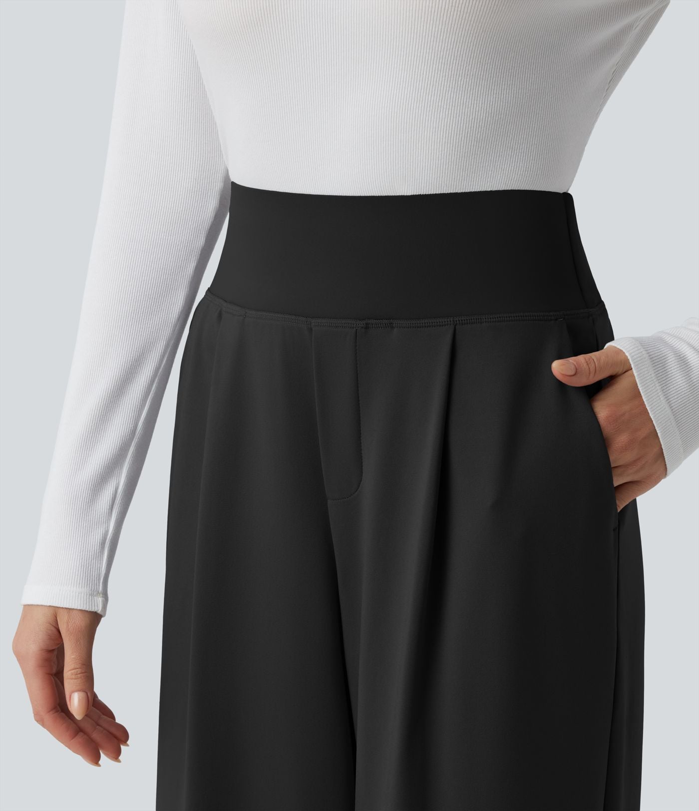 Pantalon tailleur jambes droites taille haute gainant Halara Flex™ DayStretch avec poches