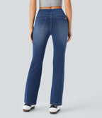 Halara Flex™ Jean bootcut décontracté extensible délavé taille haute à poches multiples