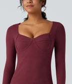 Top casual chaud push-up à col cœur et manches longues - Bonnet A/B